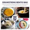 Dinnerware 2 Pcs Bento Bag Wear-resistant Lunch Japanese Style Storage Pouch Drawstring Design Convenient
