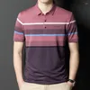 Men's Polos Summer Polo Shirts High Quality Short Sleeve Diamonds Smart Casual Male T-shirts Simple Striped Man Tees 3XL