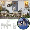 Iron Art Elk Deer Deer Dekoracja ogrodu z LED Świezącą błyszczącą renifer Xmas Home Outdoor Yard Ornament Decor 240119