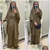 Ropa étnica Mujeres Musulmanas Oración Prenda Llanura 2 piezas Jilbab Set Nida Capucha Abaya Khimar Hijab Falda larga Islam Ropa Dubai Dro DHDHB