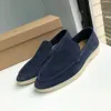 Designerschuhe Sommer Walk Slaser Frauen flach niedrige Top Wildleder Kuh Leder Oxfords Moccasins Sommer Charme Loafer Herren Gummi -Sohle -Wohnungen Loro Pianaa Frauen Männer Männer