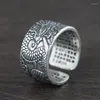 Rings de cluster Bocai Real S925 Pure Silver Antique Artemanhismo 2024 Trend Heart Sutra abrindo Dragon Man Ring