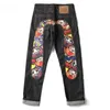 Y2K Harajuku pantalones vaqueros estampados informales para mujer novedad de verano pierna recta ancha estilo hip-hop callejero ropa para hombres y mujeres 240122