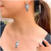 Ohrringe Halskette Mticolor Hellblauer Zirkonia Stein Tropfen und trendige Verlobungsschmuck-Sets für Frauen T541 210714 Lieferung DHSZO