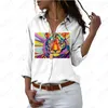 Blusas femininas verão senhora camisa colorida animal 3d impresso estilo casual senhoras moda tendência