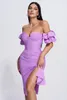 Casual Dresses HQBORY 2024 Summer Women Mid-length Bandage Dress Sexy Ladies Puff Sleeve Elegant Bodycon Party Fashion Vestido