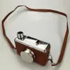 camera shape 11 oz Food safe Stainless Steel Hip Flask with wooden leather wrapped Alcohol Liquor Whiskey 240122