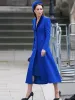 Kate Middleton Princess New Ladies Autumn Wysokiej jakości moda Niebieska Gentlewoman Elegancka celebrytka sukienka Windbreaker