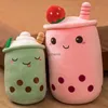 Pluche poppen NIEUW Leuke Cartoon bubble tea knuffel gevuld voedsel melk thee zachte pop boba fruit theekop kussen kussen kinderen speelgoed verjaardagscadeau