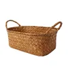 Plates 2X Wicker Weaving Storage Basket For Kitchen Handmade Fruit Dish Rattan Picnic Bread Loaf Sundries