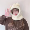 Baretten Nieuwigheid Caps Winter Vrouwen Warm Schattige Beer Oor Hoed Casual Pluche Sjaal Set Kawaii Korea Stijl