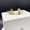 Viviennes Westwoods Hollow Out Earrings Women Gold SilverEarrings Luxury Versatile