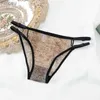 Sexy set sexy set sexy lampart siatkowy paski bikini briefy Kobiety bieliznę przezroczystą Przezroczystość zobacz brazylijskie majtki tanga bezczelna bielizna c240410