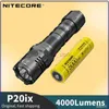 Lanternas Nitecore P20iX USB-C Lanternas Recarregáveis Super Brilhante Lanterna Tática Militar 4000 Lumens 5000mAh Bateria NL2150HPi 240122