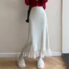 スカート韓国ファッション秋の女性メッシュパッチワーク女性ロングスカートレディースY2Kのハイウエスト服