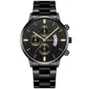 Fashion Men Black roestvrijstalen horloge Kalender Quartz Pols Watch Heren Business Watches for Man