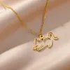 Korean Fashion 14k Yellow Gold Necklace Cute Kitten Necklace Punk Street Trend Jewelry Gifts Wholesale Dropshipping