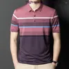 Men's Polos Summer Polo Shirts High Quality Short Sleeve Diamonds Smart Casual Male T-shirts Simple Striped Man Tees 3XL