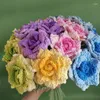 Flores decorativas DIY tejer ramo rosa flor tejido a mano falso punto hogar mesa crochet floral