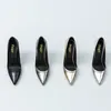 Модельные туфли, размер 31–45, 2024 г., элегантные женские туфли-лодочки из лакированной кожи на тонком каблуке с острым носком на высоком каблуке золотого/черного/серебристого/серого цвета