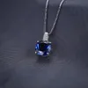 Necklaces JewelryPalace Cushion 4.7ct Created Blue Sapphire 925 Sterling Silver Pendant Necklace for Women Gemstone Choker No Chain