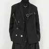 Herenpakken Casual pak Lente en herfst Design Sense Niche Los, knap, zwart klein jasje met dubbele rij knopen