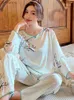 Dames Slaap Lounge Chinese Stijl Gedrukt Pyjama Sets Dames Los S-4XL Vintage Vrije tijd Ontworpen Elegant Dames Nieuw Lente Nachtkleding Dun Chic HomeL240122