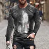 Men's T Shirts Hero Knight Mask Print T-Shirt Fashion Harajuku Hip Hop Streetwear Oversized 5XL 6XL Men Casual Long Sleeve O-Neck Tops 2024