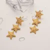 Dangle Earrings ALLME Trendy 18K Gold PVD Plated Stainless Steel Metallic Hammer Tone Star Long Drop For Women Casual Jewelry