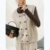 Chalecos de mujer Korejepo Retro Fried Dough Twists Coreano Primavera 2024 Doble botonadura Sin mangas Chaleco de punto Cardigan Chaqueta Mujer