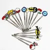 4.72inch Metal Cartoon Wax Dabber Tool com emblema padrão plataformas petrolíferas Dabs Stick Carving ferramentas Quartz Nails para tubulação de água Bong Acessórios para fumar