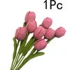 Decorative Flowers 1pc Fashion Handmade Knitted Artificial Tulips For Home Decor Cotton Yarn Fake Flower Vase Mother's Day Gift