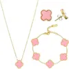 Designers jewelry clover Four Leaf Grass Necklace Bracelet Earrings Three Piece Set Versatile Jewelry Set Five Flower Bracelet Collar Chain Earrings