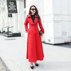 Kvinnor Slim Long Trench Coat Large Size Lapel Casual Outwear Female Windbreaker Button Stängning M-6XL Spring Autumn