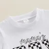 Set di abbigliamento Completi estivi per ragazzi e bambini T-shirt a maniche corte con stampa di lettere Top e pantaloncini elastici in vita Set di vestiti da 2 pezzi