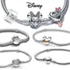 Sterling Sier Moments mousseux souris coeur fermoir serpent chaîne Bracelet pour femmes breloques à assembler soi-même perles