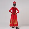 Abbigliamento da palcoscenico Festival per bambini Xinjiang Costume da ballo Vestito da altalena per ragazza Vestito da minoranza uigura Gonna Hmong