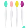 Pinceaux de maquillage 50 pièces brosse à lèvres exfoliante nettoyage du nez double face outil de gommage du sile doux points noirs enlever le pinceau maquillage livraison directe H Otgid