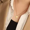 Pendants Titanium With 18K Gold Bee Pendant Necklace Round Cute Lucky Clavicle Chain Choker Fine Jewelry For Women Party Gifts Wholesale