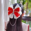 New Year's Accessories Children's Butterfly Red Head wear Bow Ribbon Tassel Hair Clip