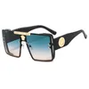 Lunettes de soleil de luxe unisexes grandes lunettes de soleil carrées mode classique lunette de soleil extérieur gris bleu dégradé lentilles lunettes nuances avec badge hommes femmes hg101