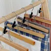 8PCS Hause Hosen Rack Holz Bahre Klemm Kleiderbügel Nicht-Slip Mit Dreh Haken Schlafzimmer Kleidung Organizer 240118