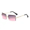 Solglasögon ramar Rimless Rectangle Shades Eyewear Summer Glasses Trendy UV400 Fashion