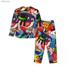 Dames Slaaploungepyjama Dame Grappige ogen Dagelijks nachtkleding Kleurrijk oogontwerp Graffiti 2-delig Informeel Ruimvallende pyjamaset Trendy Oversized thuispakL240122