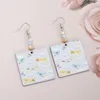 Dangle Earrings Fashion Cute Casual Style Aircraft White Cloud Pattern Square Acrylic For Women Aesthetic Trend Products Light Jewelry