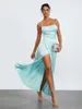 Casual Dresses Women Sexy Off Shoulder Elegant V Neck Short Sleeve Wrap Formal Evening Gowns High Split Mermaid Party Cocktail Dress