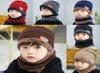 CAPS HATS 2021 Fleece Contrast Colors Sticked Warm Winter For Kid Hatscarf Tvådelat Set Girls and Boys Neck Children Scarf2922487