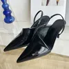 Sandals Fashion Red Thin High Heels Mules Sandals Pointed Toe Slip On Slingback Shoes Women Elegant Shallow Party Dress PumpsJ240122