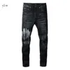 Designer Jeans Homens Carta Marca Logo Branco Black Rock Revival Calças Biker Calças Homem Calça Quebrada Buraco Bordado Tamanho 28-40 Qualidade Top 6876