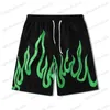 Fatos masculinos Green Flame Imprimir camisas e shorts de verão para homens streetwear Casaul Oversized Hawaii Define solto unisex roupas de praia T240122